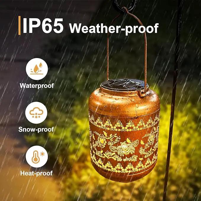 Bee Solar Lanterns Outdoor Hanging Waterproof Bee Garden Decor Christmas Gifts for Women Mom Grandma Metal Solar Lights Decoration Outside for Yard, Patio,Pathway Landscape by GreenHaven Gardens