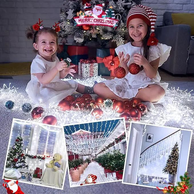 JMEXSUSS 66ft 200 LED White Christmas Lights Indoor Bedroom, Connectable White String Lights Outdoor Clear Wire, 8 Modes Twinkle String Lights Plug in for Room Tree Wedding Christmas Decoration by GreenHaven Gardens