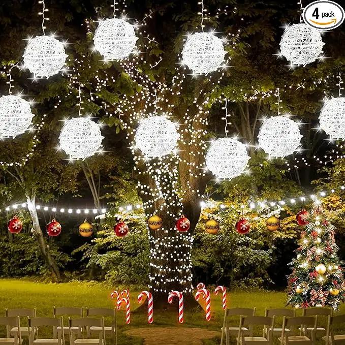 Christmas String Lights Outdoors,4 Pack 7.95" Sphere Lights,Ball Tree Garden Globe Lights for Home, Party, Christmas, Porch Patio,Wedding, Garden,Tree Decoration with Plug by GreenHaven Gardens