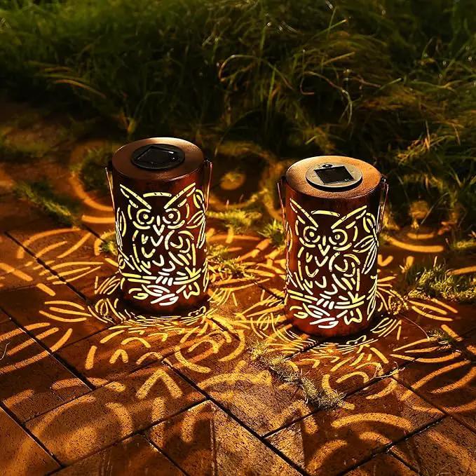 Outdoor Solar Lanterns ,Owls Projection Patterned Outdoor Lanterns with Handles LED Solar Light Outdoor Waterproof Garden Lights for Garden，Yard, Table, Pathway(2 /Bronze) by GreenHaven Gardens
