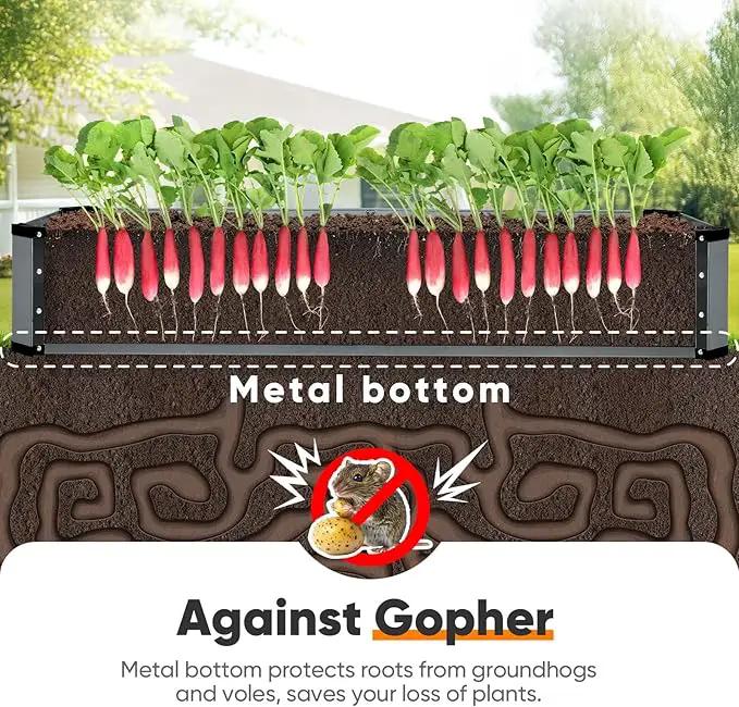 KING BIRD Raised Garden Bed Kit with Bottom 2025 Upgraded Galvanized Planter Garden Box Outdoor & Indoor for Gardening, Vegetables, Flowers, Dark Grey, 70.8x23.6x11.8 in by GreenHaven Gardens