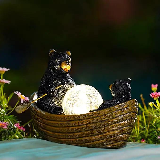 Goodeco Solar Bears Boating Statue - Waterproof Outdoor Bear Decor with Solar Gazing Ball Lights - Great Gift for Bear Lovers and Garden Enthusiasts - Ideal Gifts for Mom & Birthdays by GreenHaven Gardens