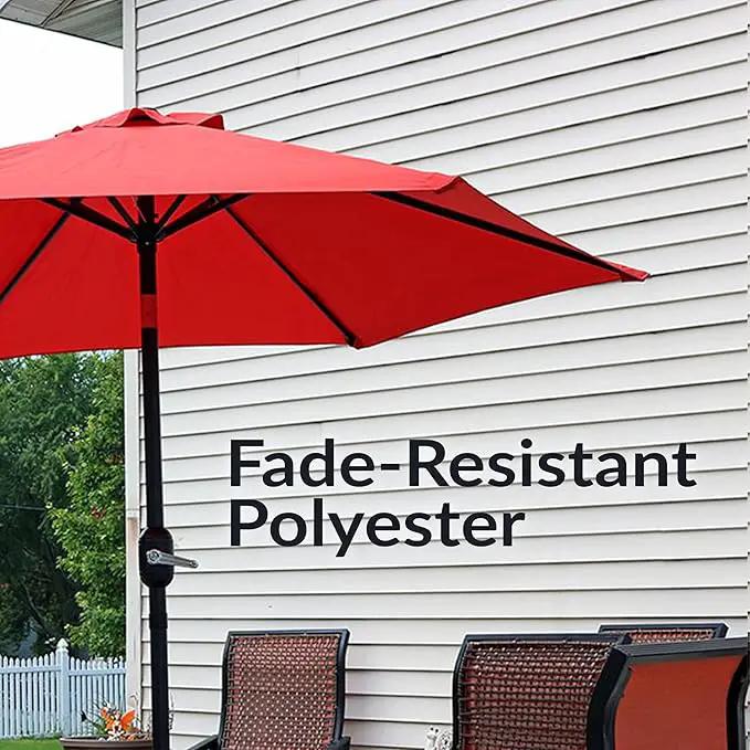 Sunnydaze Outdoor Patio Umbrella - Polyester Table Market Umbrella with Push-Button Tilt and Crank - 6 Sturdy Ribs - Burnt Orange - 7.5ft by GreenHaven Gardens