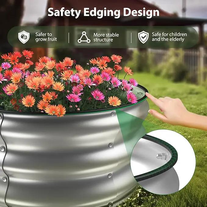 Raised Garden Bed Kit, 4x2x1 ft Galvanized Planter Box Outdoor with Safety Edging, Large Metal Raised Beds for Gardening Vegetables Flower Herb (Silver) by GreenHaven Gardens
