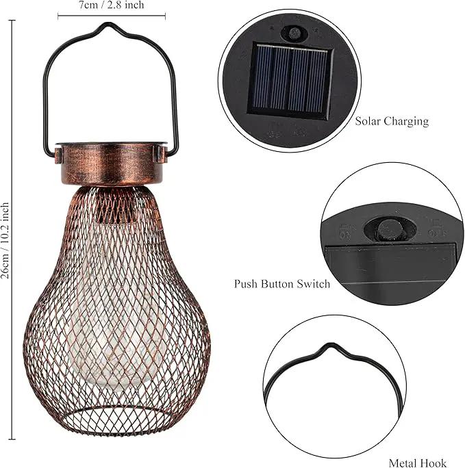 Solar Lanterns Outdoor Hanging Lights for Porch Waterproof,2 Pack Solar Lights Led Powered Lanterns Decorative for Outside Yard Garden Patio Pathway Decor by GreenHaven Gardens