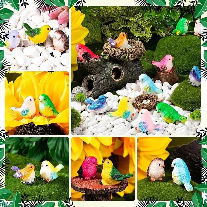 72PCS Miniature Cute Bird Decorative Figurines - Dollhouse Accessories, Mini Resin Birds Toy for Garden Crafts, Micro Landscape Home Meetings Decoration, Cake Topper (11 Styles) by GreenHaven Gardens