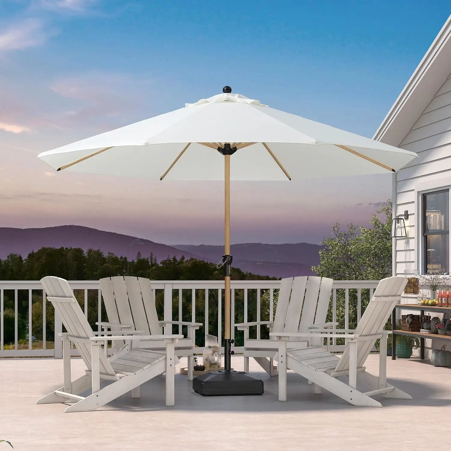 PURPLE LEAF 11 Feet Patio Umbrella Outdoor Table Umbrella Round Aluminum Market Umbrella with 8 Sturdy Ribs & Crank Commercial Outdoor Umbrellas for Garden Deck Patio, Cream by GreenHaven Gardens