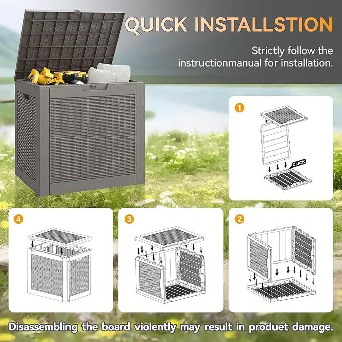 KAMABOKO 31 Gallon Outdoor Storage Box, Resin Deck Boxes Indoor and outdoor, Waterproof Storage Box Lockable Lid for Garden Tools, Package Delivery, Pool Supplies, Patio Cushions, Grey by GreenHaven Gardens