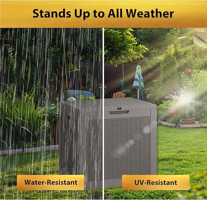 NUNU LAB 31 Gallon Outdoor Storage Box Waterproof,Indoor Outside Deck Boxes,Backyard Storage Bin For Package Delivery,Garden Tools,Patio Cushions,Pool Accessories,Storage Bench Lockable Lid by GreenHaven Gardens