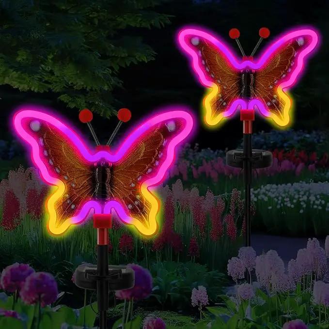 Solar Garden Butterfly Lights, Garden Outdoor Lights Decor, Butterfly Solar neon Light,led Butterfly Lights,Yard Patio Pathway Decoration(Red, 2pack) by GreenHaven Gardens