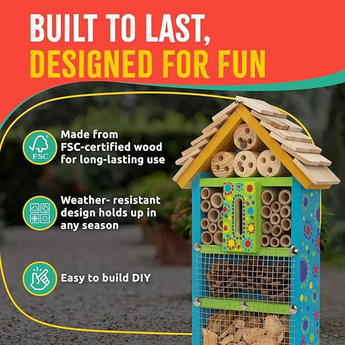 Premium Bug Hotel Kit, DIY Cedar Wood Craft for Building Bee, Ladybug, or Butterfly Houses, Educational Kit for Kids, Parents and Teachers by GreenHaven Gardens