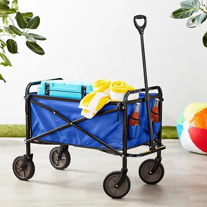 Amazon Basics Collapsible Folding Heavy Duty Utility Wagon for Outdoor Sports, 265 pounds Weight Capacity, Camping, Garden, and Shopping, 27.6 x 40.9 x 20 inches, Blue by GreenHaven Gardens