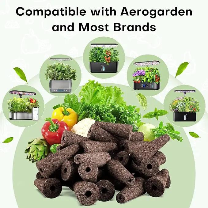 Ahopegarden 50pcs Hydroponic Pods Kit: Compatible with AeroGarden Herb Kits with 50 Grow Sponges; 50 Pods Lable, Highly Breathable - Indoor Garden Kit Supplies for Most Brands by GreenHaven Gardens