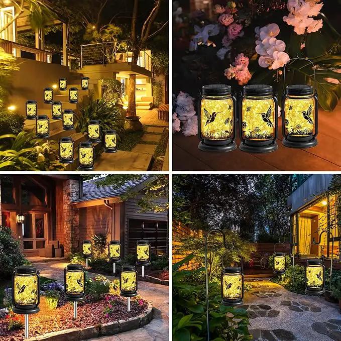 YJFWAL Hummingbird Solar Lanterns Outdoor Waterproof -Birthday, Mothers Day Gifts for Women Mom Grandma, Mason Jar Garden Lights for Patio, Yard, Porch, Balcony, Durable Garden Decor by GreenHaven Gardens