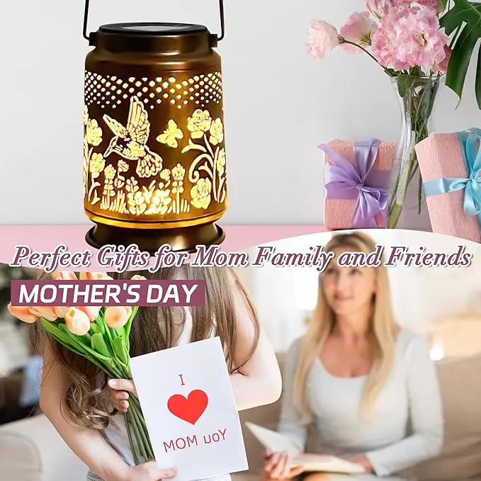KY&BOSAM Solar Lanterns Outdoor Waterproof Rose Hummingbird Garden Decor Birthday Gift for Women Mom Grandma Hangings Solar Lights Metal Diwali Decoration Outside Lantern for Yard Patio Backyard Porch by GreenHaven Gardens