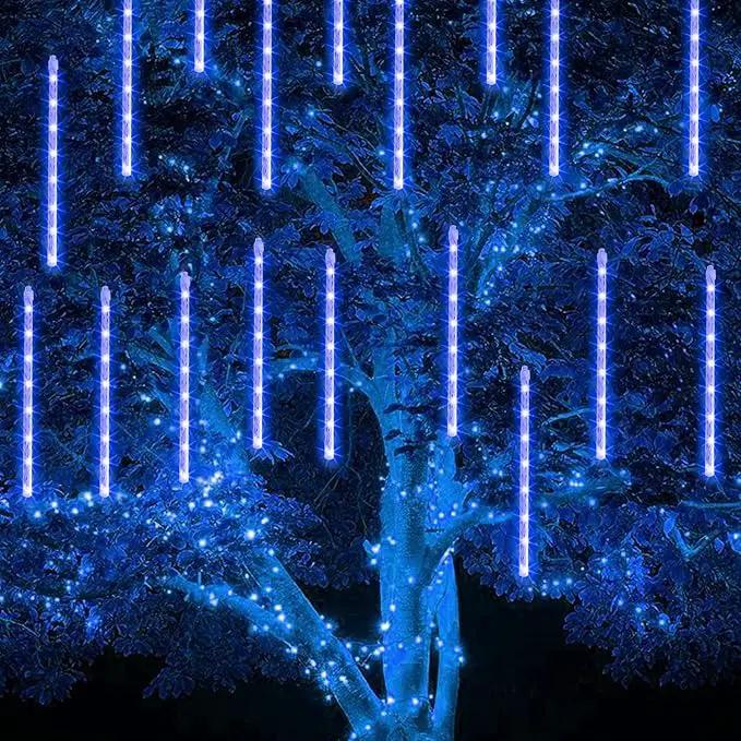 TW SHINE Christmas Meteor Shower Lights Outdoor, 864 LED 12" 24 Tubes Waterproof Christmas Lights Outdoor Plug in, Snow Falling Rain Icicle Xmas Lights Decorations, Blue by GreenHaven Gardens