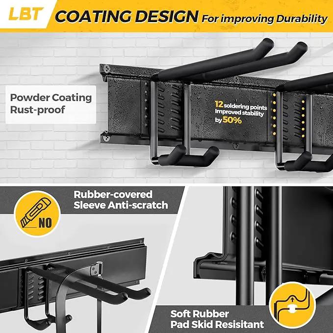 LBT 99" Garage Tool Organizer Wall Mount - 1000lbs Garden Tool Organizer with Adjustable Hooks, Heavy Duty Metal Garage Storage Rack, Anti-Rust Shed Rack Holder Hanging Rake Broom Mower Snowboard by GreenHaven Gardens
