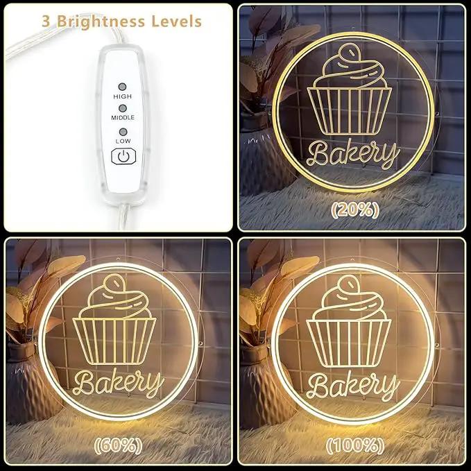 Bakery Neon Sign for Wall Decor Dimmable LED Neon Light Cake Bread Light Up Signs for Business Dessert Food Shop Restaurant Coffee Bar Birthday Party Decoration by GreenHaven Gardens