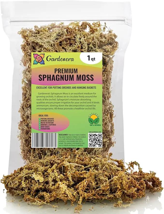 Premium Grade Sphagnum Moss by Gardenera - Organic Hand Mixed New Zealand Long Fibered Sphagnum Moss Orchid - 1 Quart by GreenHaven Gardens