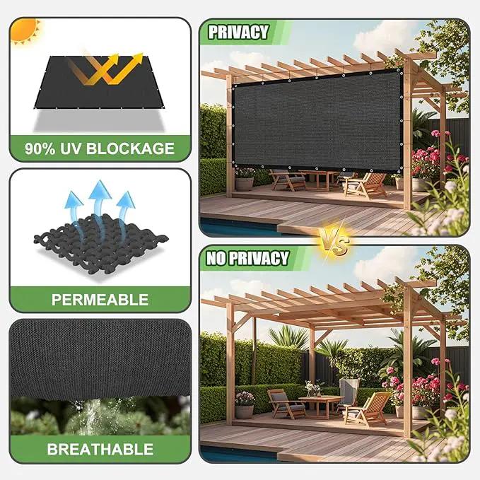 90% Outdoor Sun Shade Cloth, 12'×20' Pergola Shade Cover with Grommets, Privacy Screen Sunshades for Patio Garden Backyard Plant, Dark Grey by GreenHaven Gardens