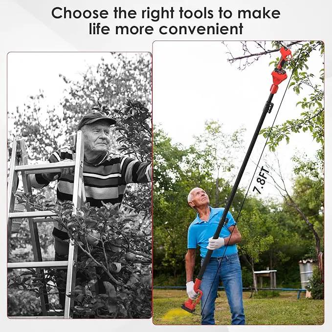 Electric Pruning Shears with Telescopic Rod, 50mm 1.96" Cutting Diameter Cordless Pruner with 2 Rechargeable Batteries, Tree Branch Cutter with SK7 Blade for Gardening Pruning by GreenHaven Gardens