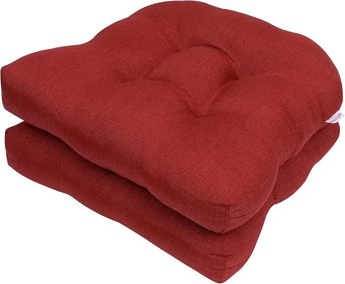 RACE LEAF 17" x 17" Patio Chair Seat Pads Red - Outdoor/Indoor Patio Cushions Set of 2 - Replacement Cushions for Chairs and Seating - Olefin Seat Pads for Porch, Deck, and Garden Seats by GreenHaven Gardens