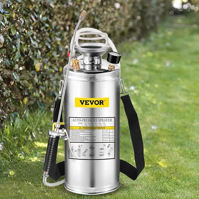 Happybuy 2 Gallon Stainless Steel Sprayer, 20" Wand & 3FT Reinforced Hose, Hand Pump Sprayer with Pressure Gauge, Safety Valve & Adjustable Nozzle, Weed Sprayers for Lawn, Gardening &Sanitizing1 by GreenHaven Gardens