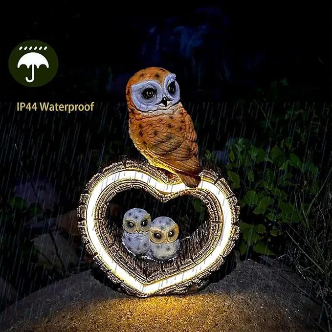 Solar Outdoor Garden Statue, Garden Decor Waterproof Solar Owl Lights for Outside Yards, Art Lawns,Christmas,Home Decor,Birthday Gifts for Women Mom(Love Owl) by GreenHaven Gardens