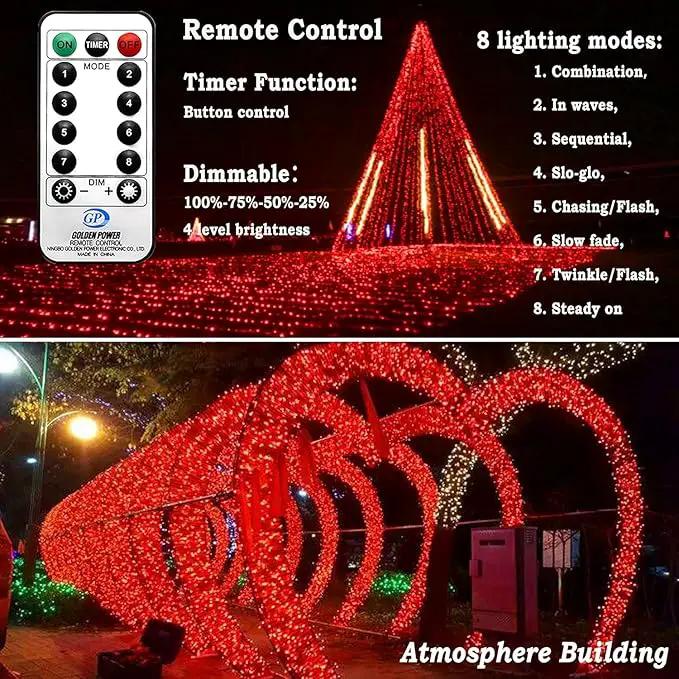 KNONEW 600ft 1500 LED String Lights Outdoor Christmas Lights 8 Modes & Timer Fairy Light Plug in Waterproof LED String Lights for Xmas Yard Tree Wedding Party Holiday Decorations (Red) by GreenHaven Gardens