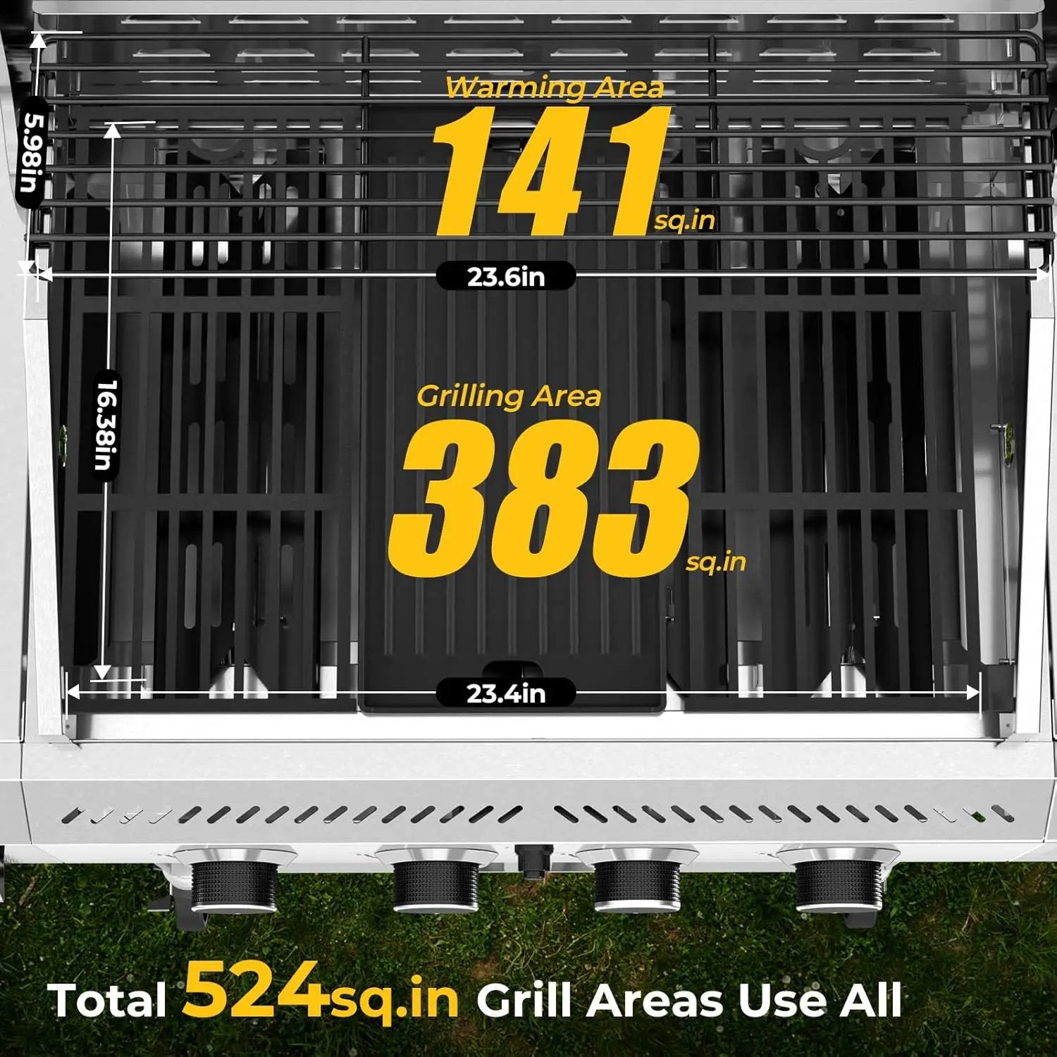 R.W.FLAME 4-Burner Gas Grill with Side Burner, Stainless Steel Propane Grill 42000BTU for Outdoor Cooking, with Porcelain-Enameled Cast Iron Grates, Baking Pan, Silver by GreenHaven Gardens