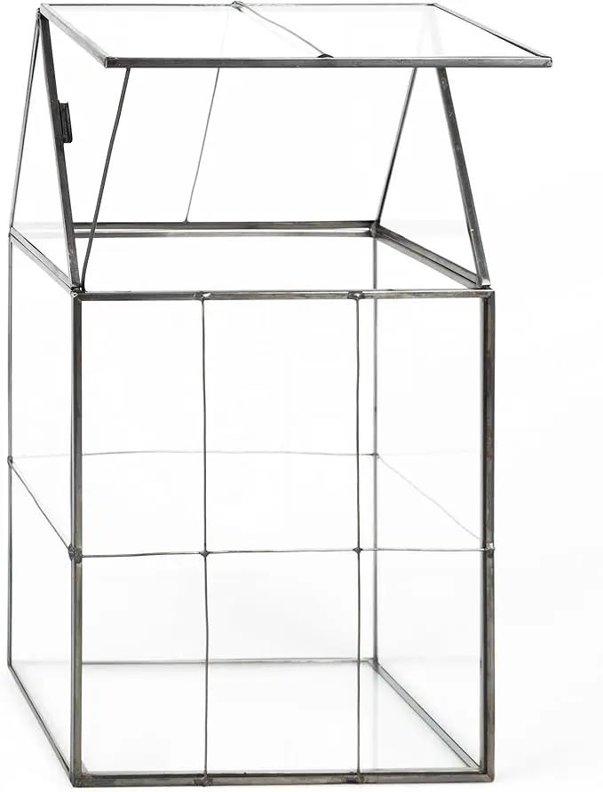 D'Eco Glass Geometric Plant Terrarium (6"x5"x11") - Indoor Tabletop Black Hinged Roof Planter Terrarium for Succulents, Air Plants, Moss - Home, Garden, Wedding & Office Decor- Gift for Plant Lovers by GreenHaven Gardens