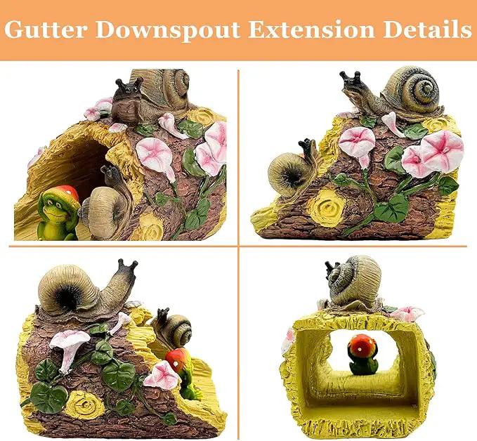 Snails Frog Garden Statue - Decorative 3"x4" Gutter Downspout Splash Block & Rain Diverter | Outdoor Decor Sculpture, Eco-Friendly Resin, Weather-Resistant, Easy Install by GreenHaven Gardens