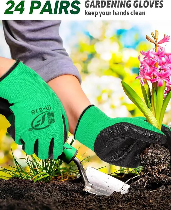 Nuogo 24 Pairs Gardening Gloves for Men Women Rubber Coated Landscaping Work Gloves Safety Work Construction by GreenHaven Gardens
