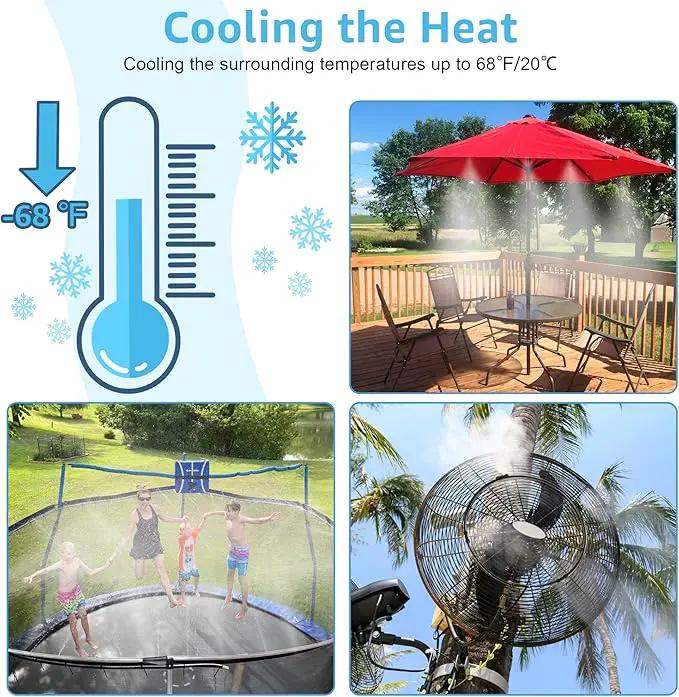 Bonviee Misters for Outside Patio - 75FT Misting Cooling System with 28 Brass Nozzles and 3/4" Adapter, 23M DIY Outdoor Misters Kit for Garden, Greenhouse, and Patio Cooling by GreenHaven Gardens