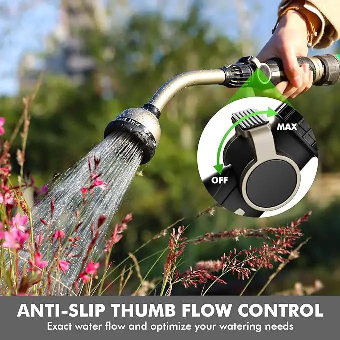 RESTMO Watering Wand Heavy Duty, Metal Garden Hose Wand with 10 Spray Patterns, 15-Inch Long Hose Nozzle Sprayer with Thumb Flow Control, Ideal to Water Hanging Baskets and Shrubs by GreenHaven Gardens