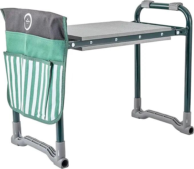 Garden Kneeler Seat Bench, Garden Kneeling Bench with Sunshade Umbrella, Ergonomic Handles, Folding Table, and Potting Mat, 10.2" Foam Knee Seat, Loading Capacity 330 Lbs by GreenHaven Gardens