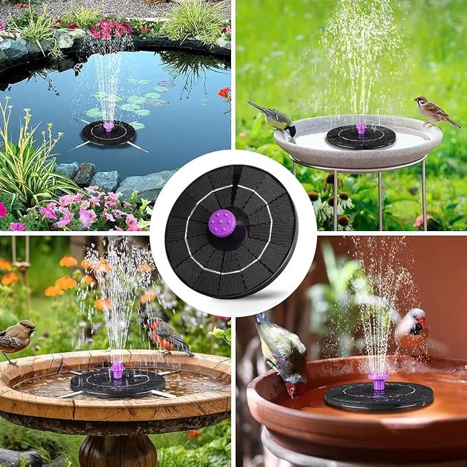 3.5W Solar Bird Bath Fountain Pump, Solar Powered Water Pump, Outdoor Water Fountain Pump with 8-in-1 Nozzles, 4 Fixed Pipes for Hummingbirds, Garden, Pool, Pond by GreenHaven Gardens