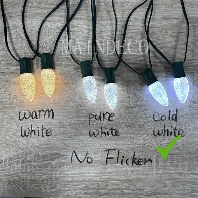 C9 Christmas Pathway Lights with Stakes,Cold White,30 Ft 20 Strawberry LED Bulbs,Connectable Shatterproof Outdoor Lights Marker for Xmas Yard Garden Path Lawn Walkway Sidewalk by GreenHaven Gardens