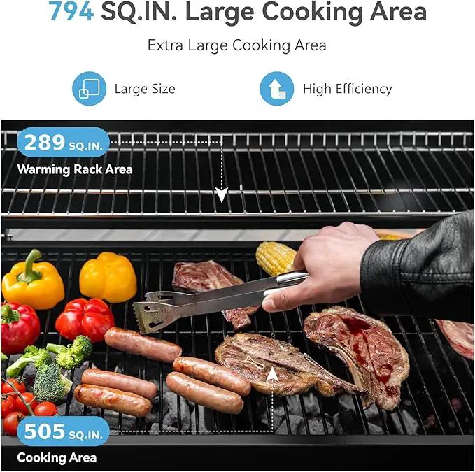 GREEN PARTY Barrel Charcoal Grill with Side Tables, 794 Square Inches Cooking Space, Large Charcoal BBQ Grill with 2 Height-Adjustable Charcoal Pans for Outdoor Backyard Patio Picnic Parties Camping by GreenHaven Gardens