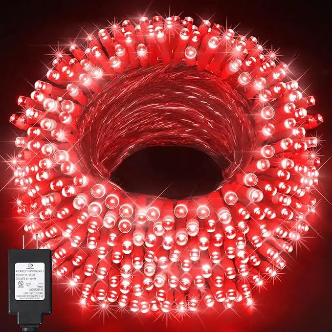 KNONEW 197FT 500 LED Christmas Lights Outdoor String Lights 8 Modes & Time Memory Fairy Light Plug in Waterproof LED String Lights for Xmas Yard Tree Wedding Party Holiday Decorations (Red) by GreenHaven Gardens