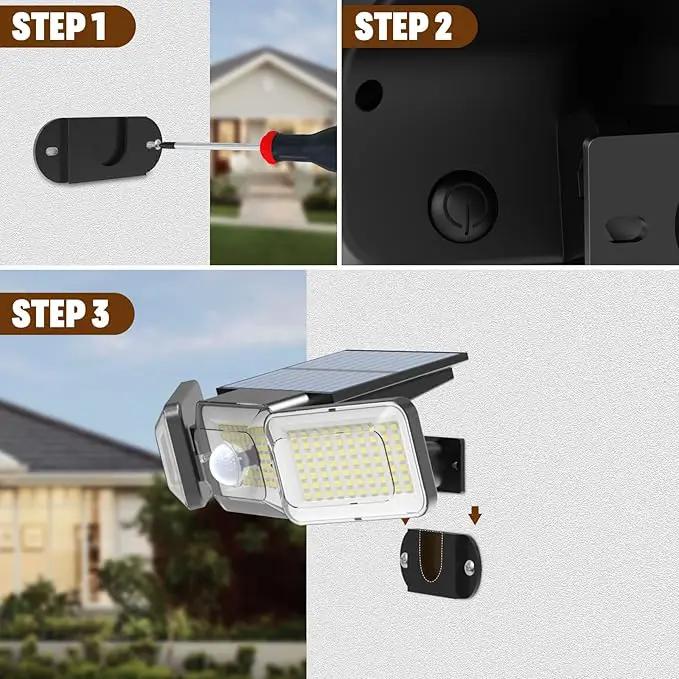 Solar Lights Outdoor Waterproof, Motion Sensor & Flood Outdoor Lights with Remote Control, 4 Adjustable Modes, 3000LM & 218 LED, High-Energy-Density Solar Panel-Monocrystalline Technology, 4 Pack by GreenHaven Gardens