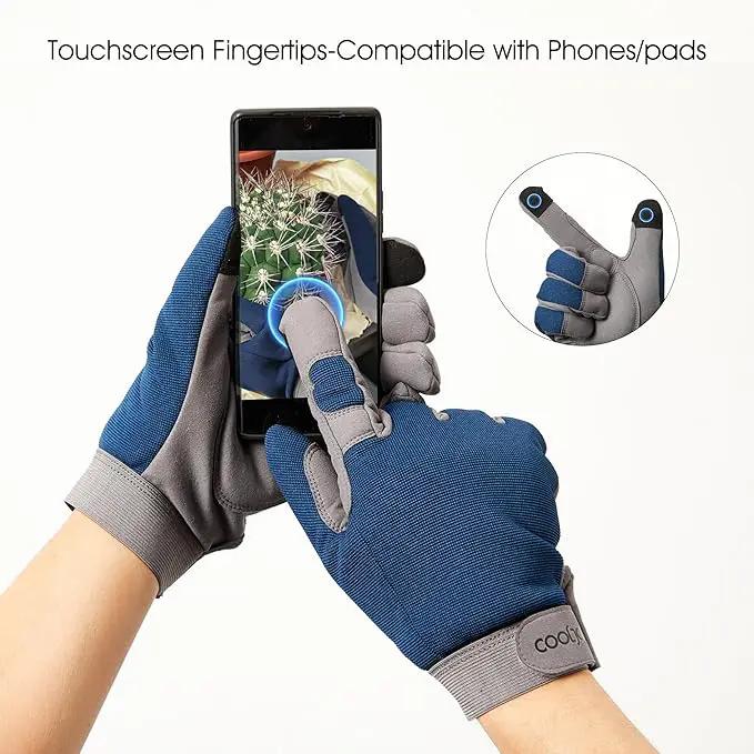 COOLJOB Thorn Proof Garden Gloves with Touchscreen Fingers for Men, Rose Pruning Work Gloves with Palm Cushion for Gardener, Farmer and Landscaper (Navy 1 Pair Medium) by GreenHaven Gardens