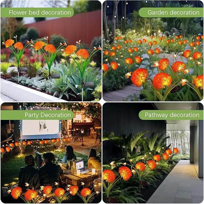 Solar Garden Lights, 8 Pack Solar Swaying Bee Lights with Flowers, Waterproof Solar Firefly Lights Outdoor for Garden Patio Yard Pathway Fall Decoration, Gifts for Women Mother's Day by GreenHaven Gardens