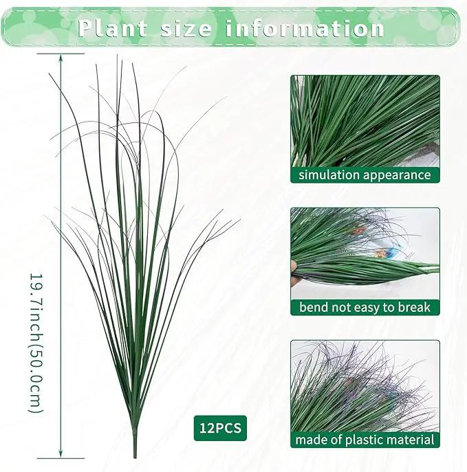 12Pcs Artificial Grass Plants, Faux Shrubs Wheat Grass, Artificial Tall Grass Fake Plants for Outdoor Decor,Artificial Greenery Stems Weed for Room Indoor Home Decor（Green Purple Tail） by GreenHaven Gardens