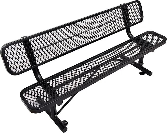 4/6/8 Feet Park Bench for Outside Heavy Duty Metal, Garden Benches Outdoor Bench with Backrest & Portable Frame, for Shopping Malls Stores Parks Patios Decks, Black by GreenHaven Gardens