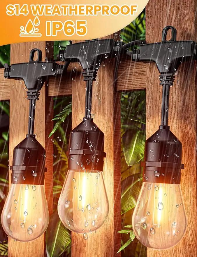 Svater Outdoor Led String Lights 25 FT, Patio Lights for Outside with 9pcs S14 Shatterproof Bulbs, 1 Watt E26 Dimmable, IP65 Waterproof, Commercial Grade Bistro Light 2700K Warm White by GreenHaven Gardens