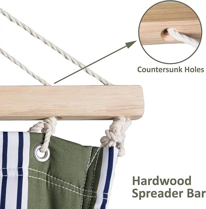 SUNCREAT Double Hammock, Extra Large Quilted Fabric Swing with Hardwood Spreader Bars & Detachable Pillow, Heavy Duty, Perfect for Indoor/Outdoor Patio, Deck, Yard, Blue&Aqua by GreenHaven Gardens
