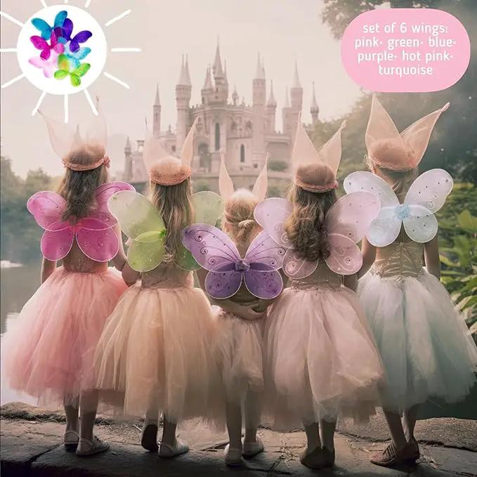 LOLASATURDAYS- Fairy Wings, Butterfly Wings, Fairy Wings Kids, Fairy Costume, Alas, Wings Costume, Tinkerbell Wings, Fairy Wings for Girls, Set of 6 (22" x 15") by GreenHaven Gardens