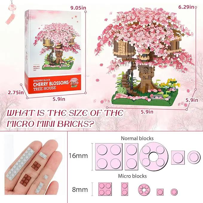 Cherry Blossom Bonsai Tree Mini Micro Building Set, Japanese Sakura Tree House Model Sets for Adults, Flowers House Mini Bricks Building Kit, Creative Gift Toys for Kids 12-14 (2028PCS) by GreenHaven Gardens