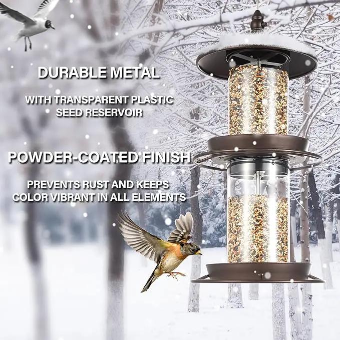 Backyard Expressions 2-Tier Bird Feeder with Sure-Lock Cap and Hanging Hook, Wild Bird Feeders - 4.5 lb Seed Capacity by GreenHaven Gardens